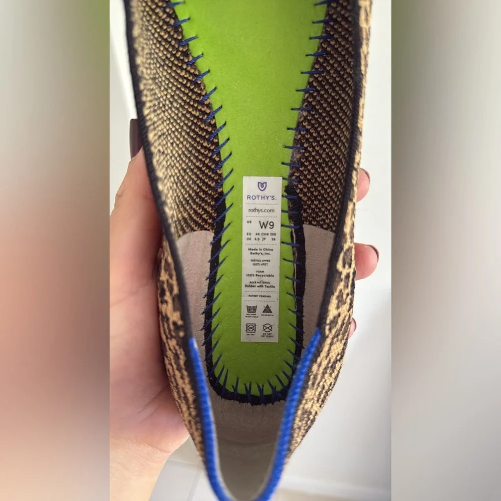 Rothy's The Square Little cat‎ Flat Shoe Leopard Print Flats size 9